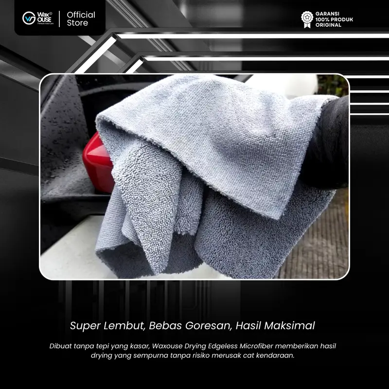 Waxouse Drying Edgeless Microfiber 420 Gsm Ukuran Besar 40x40cm - Lap Pengering Mobil Motor - Car, Kain 1