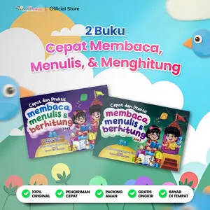 Paket 2 Buku Calistung untuk TK PAUD usia 3-7th - Bonus Poster Abjad, Angka dan Flashcard