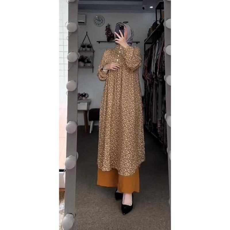 Product Introduction of Set Tunik Kulot Tania Rayon Diamon Busui Kancing Celana Panjang 19