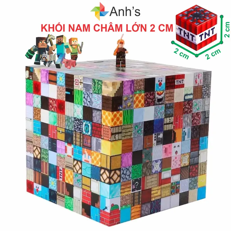 Khối nam châm Minecraft xếp hình xây dựng tặng kèm nhân vật 2
