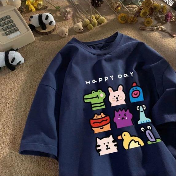 2 Áo phông nam nữ unisex dáng rộng vải thun cotton cực xinh