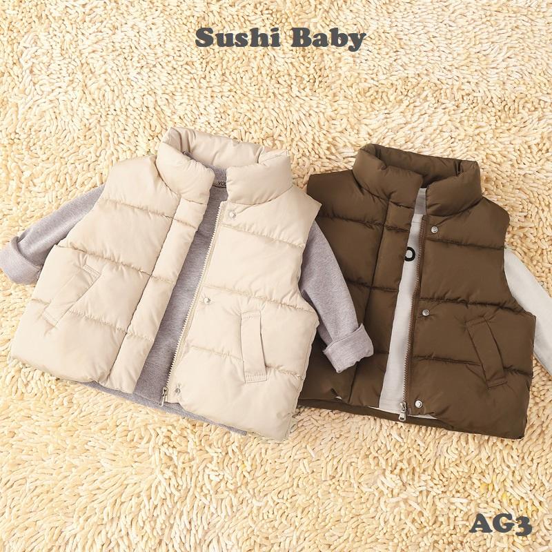Sushi Baby - Áo Khoác Gile Phao Trần Bông, Dày Dặn, Ấm Áp Cho Bé Trai + Bé Gái - AG3