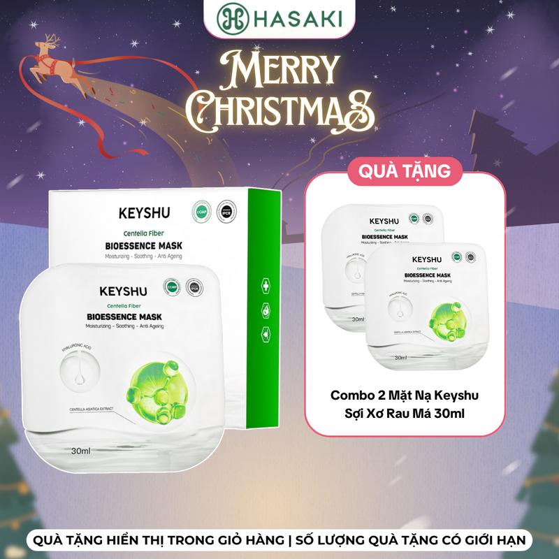   MUA 1 TẶNG 1  Hộp 10 Mặt Nạ Keyshu Sợi Xơ Rau Má Hỗ Trợ Cấp Ẩm Ngừa Lão Hóa 30ml | HASAKI BEAUTY 