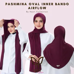 HASTI - PASHMINA OVAL INNER BANDO AIRFLOW KAOS RAYON RINGAN MELEYOT JILBAB SYAL