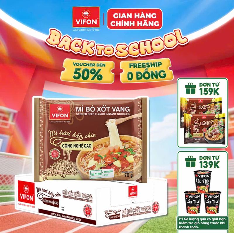 Thùng 30 Gói Mì Tươi Hấp Chín Bò Xốt Vang / Thịt Bằm Vifon