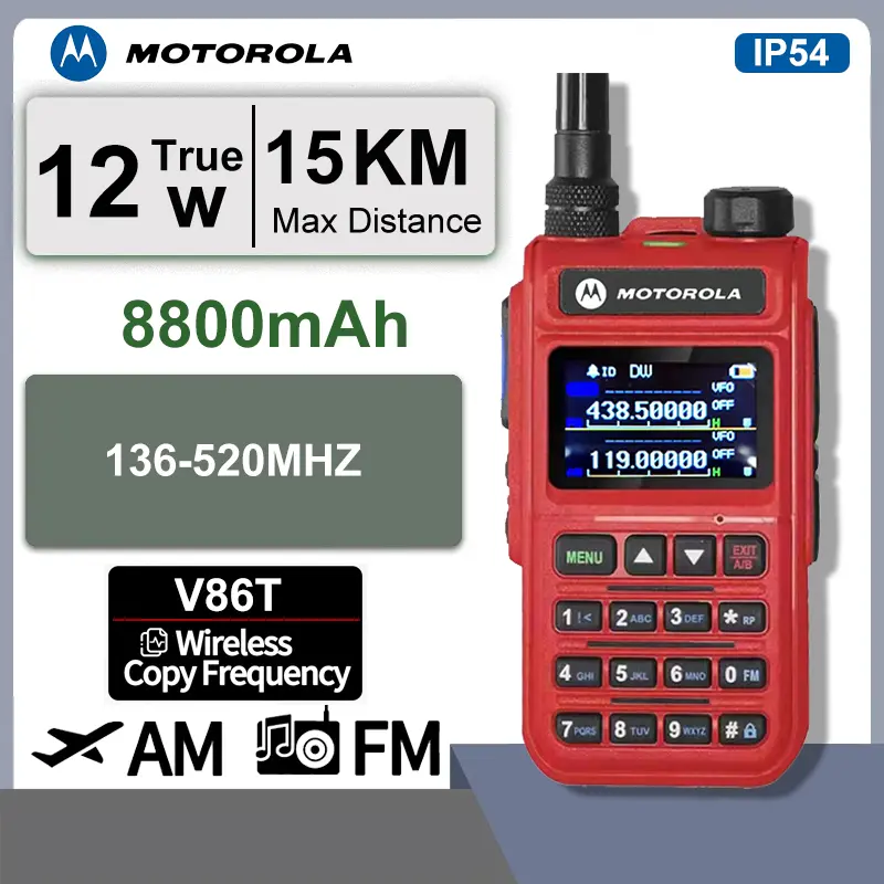 Walkie-Talkie frekuensi penuh Radio dua arah Dual Band 136-520MHZ jarak jauh 20KM Ht genggam Portabel Professional Handheld Walkie-Talkie V86T tahan air