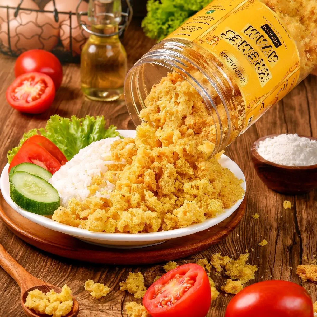 Kremes Ayam Nostalgia 300gram Food Makanan Snack Keripik keripik & camilan isi Merah Oil Putih Cemilan kerupuk pedas kremes  ayam makanan instan kremes kraton capung snack