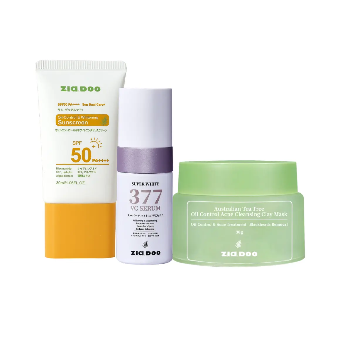 Clay Mask 30g + Sunscreen + Serum 20ml