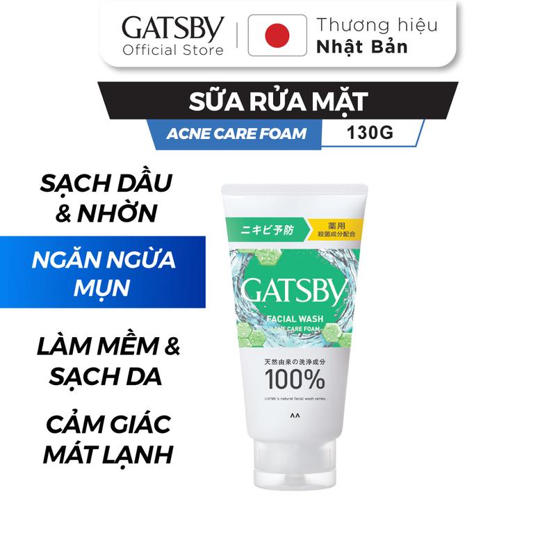 Sữa rửa mặt ngăn ngừa mụn GATSBY FACIAL WASH ACNE CARE FOAM AP 130g
