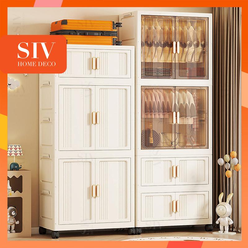  NEW【Rộng 55-80cm SIV tủ quần áo trẻ em Tủ Đựng Quần Áo Gấp Gọn đa năng Tặng ,Tủ quần áo trẻ em tủ nhựa có bánh xe 360° 