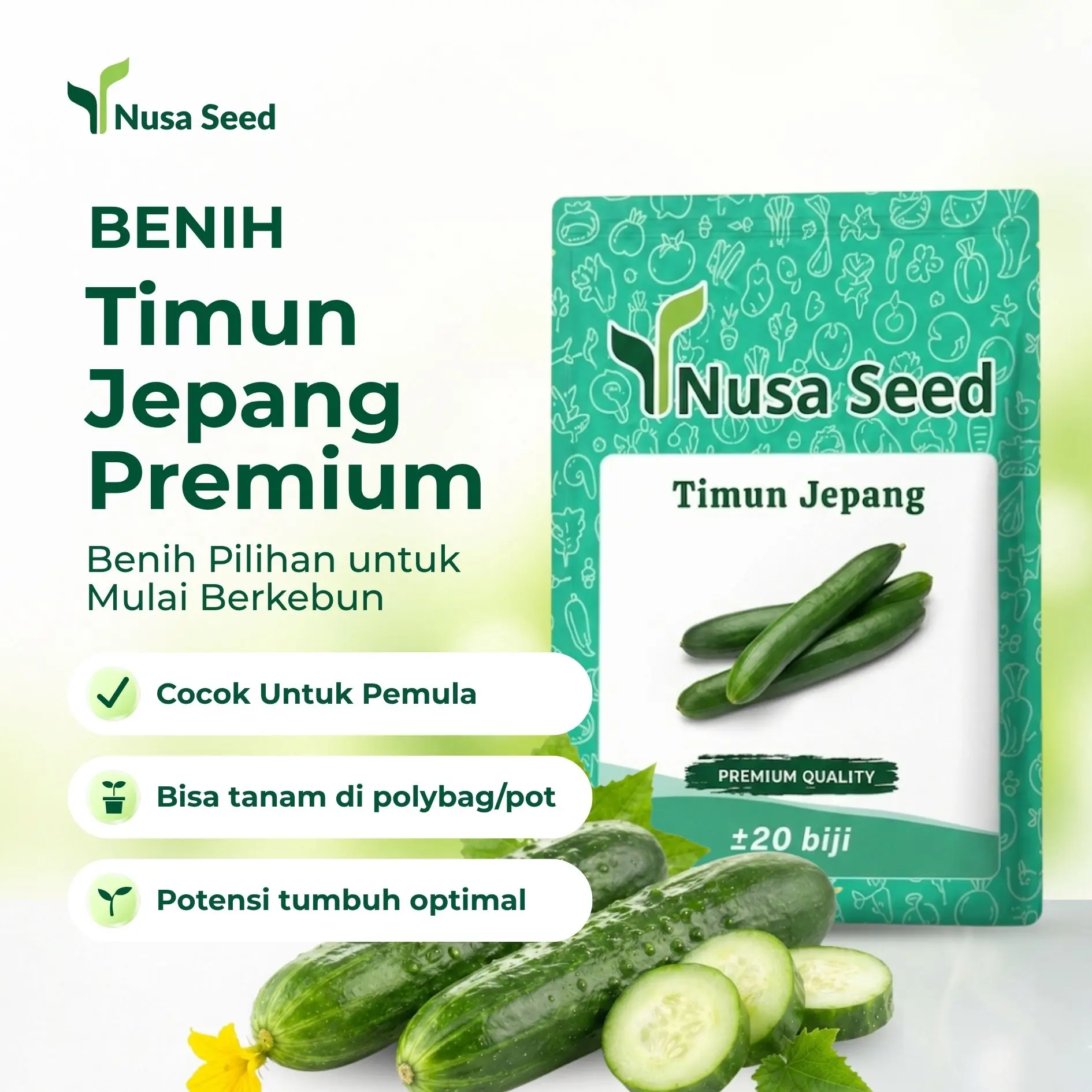 Benih Timun Jepang F1 Quality 20 Biji  Unggul Cepat Panen - Nusa Seed