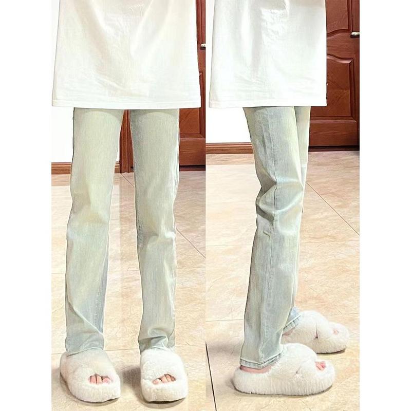 Quần Jean Đường Phố Đau Khổ Màu Vàng Bùn Cho Nữ, Quần Ống Đứng Nhỏ, Cạp Cao, Co Giãn, Ôm Sát, Giảm Béo, Mùa Xuân, Mỹ