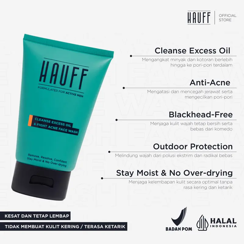 HAUFF OIL & ACNE COMPLETE PACKAGE | Paket Lengkap Skincare Pria | Anti Jerawat | Mengangkat Kotoran & Minyak Berlebih | Menghilangkan Komedo | Mencerahkan Wajah Kusam | Charcoal, Niacinamide, Alpha Arbutin, Acid Complex, 10-Fruit Extract Complex 1