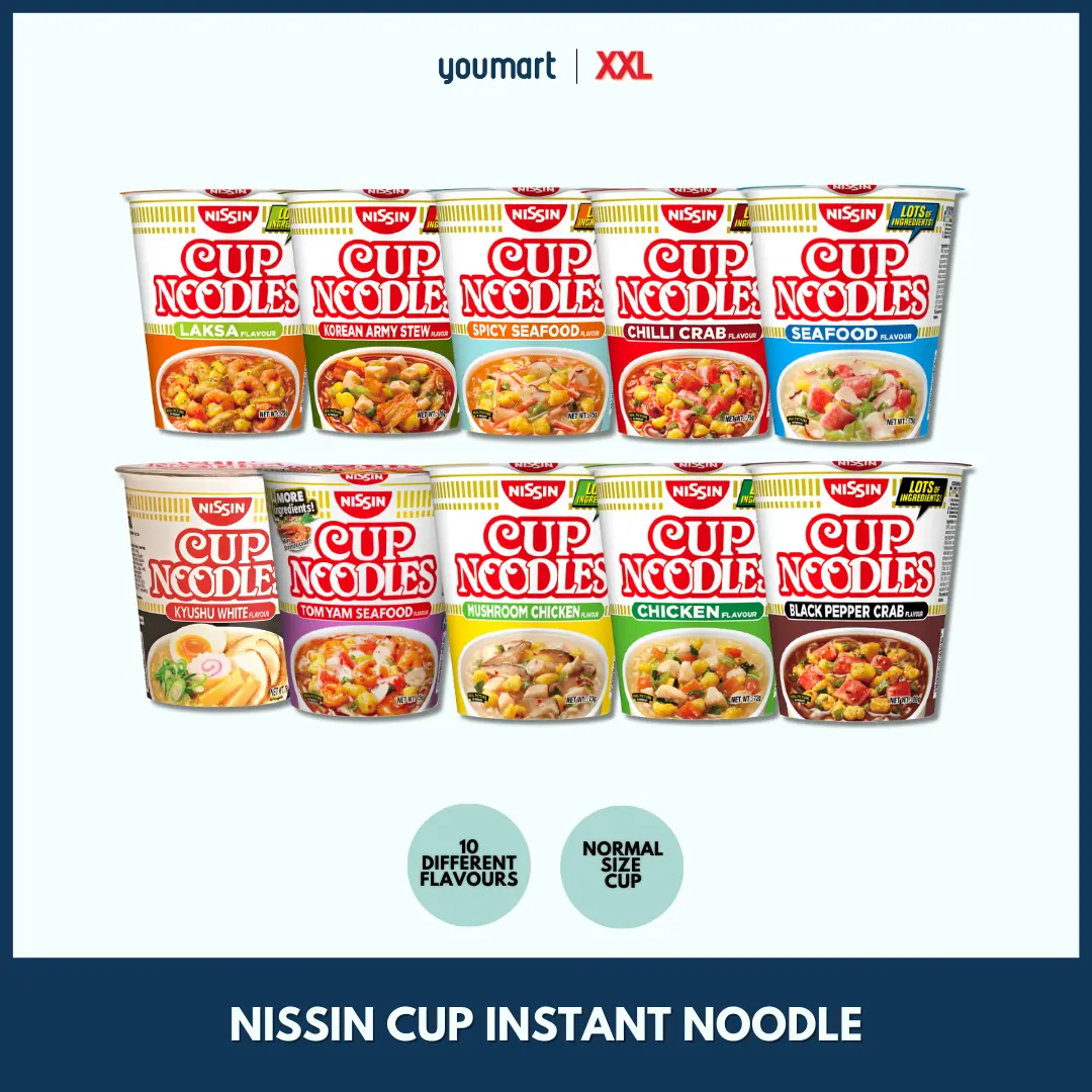 Nissin Cup Instant Noodles • 10 different flavours • by XXL Store • 2 cups bundle