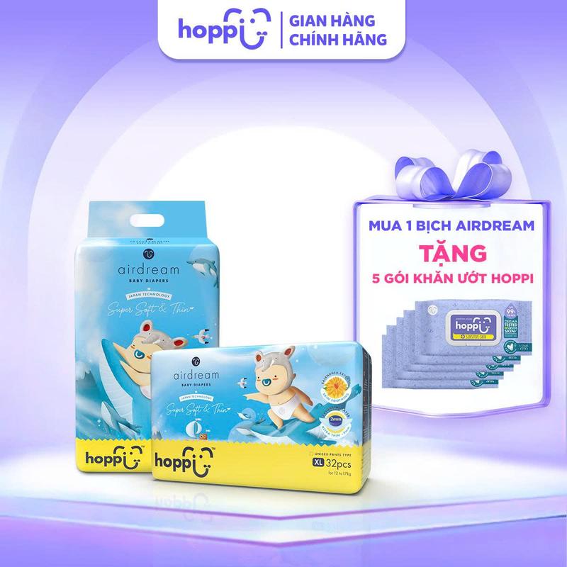 [ DEAL KÈM QUÀ ] Bỉm - Tã Hoppi Airdream siêu mềm mỏng ( đủ các size cho bé )