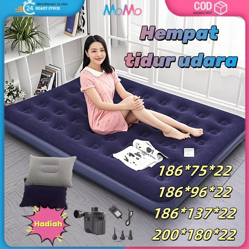 [Pompa-bantal-gratis] Air Bed/Kasur Angin Queen/kasur angin intex/kasur angin camping/kasur angin otomatis viral/kasur tiup/kasur pompa