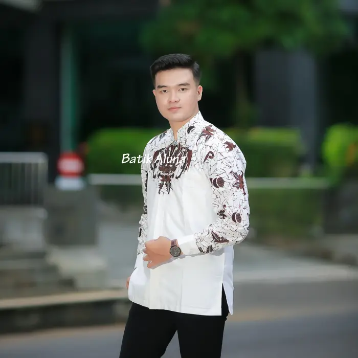 Baju Koko Pria Batik Lengan Panjang Premium Muslim Modern Produksi Batik Aluna MBA 001 2