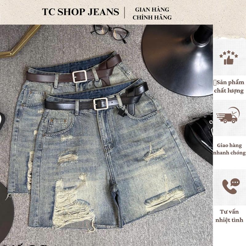 TCSHOPJEANS QUẦN JEAN NGỐ BIGSIZE LƯNG CAO RÁCH NHIỀU MÀU MỚI CHẤT JEAN QC CAO CẤP DÀI 42CM QC 4012