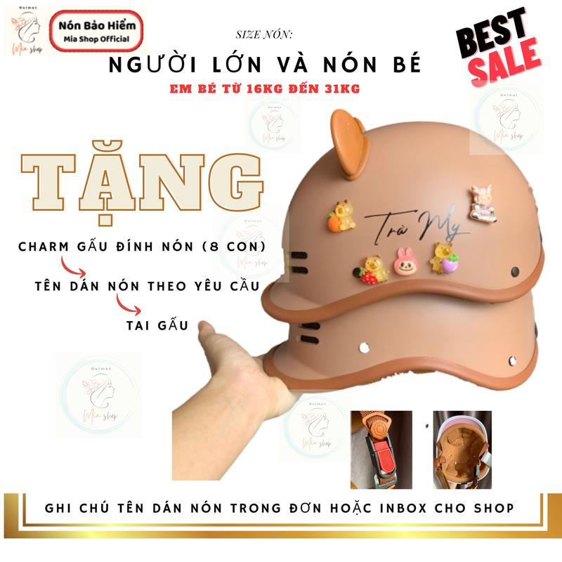 TẶNG TAI GẤU-CHARM GẤU - TÊN DÁN NÓN Mũ Bảo Hiểm Cá Heo ĐẠT CHUẨN Size Người Lớn & Em Bé Tặng Full Set Trang Trí Nón Ghi Chú Tên Trong Đơn Hoặc Inbox Cho Shop,Nón Bảo Hiểm MIA Shop Nón Cá Heo