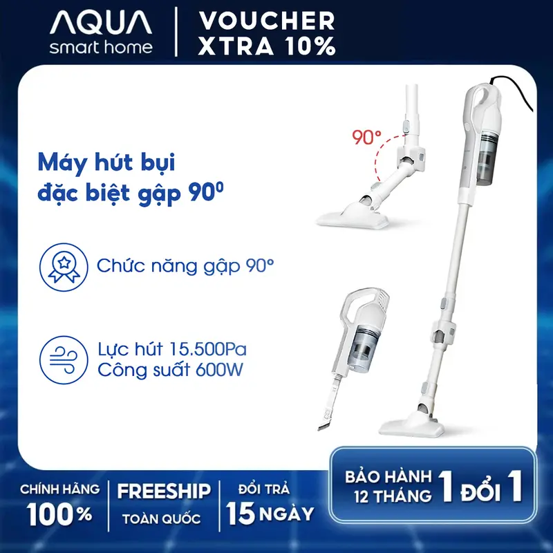 Máy hút bụi gập Aqua CCXL8R phiên bản đặc biệt đầu gập 90 độ, lực hút 15500Pa với 600W - Bảo hành 12 tháng Máy Hút Bụi Hút Bụi, máy hút bụi gia đình 1