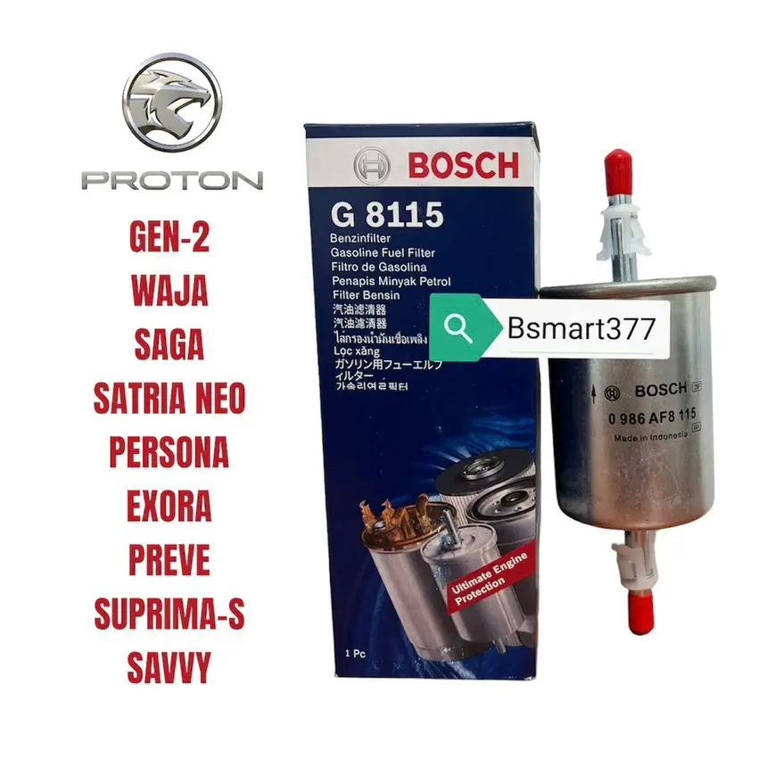 Proton petrol fuel filter gen-2/saga blm fl flx/persona/waja/satria neo/exora/savvy/gen2/preve/suprima s bosch g8115