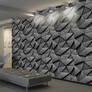 TERBARU WALLPAPER DINDING / WALLPAPER STICKER MOTIF GEOMETRIS 3D HITAM PANJANG 4 METER X 45 CM