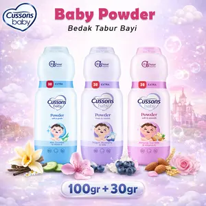 Cussons Baby Powder Extra Fill 100gr+30gr – Bedak Bayi Lembut, Tidak Lengket & Nyaman Digunakan
