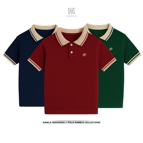 NAWLA Atasan Kaos Polo Basic Pria Dewasa Lengan Pendek Navy Baju CVC Casual Formal POLO NIMBUS COLLECTIONS Material CVC Ukuran S M L XL XXL