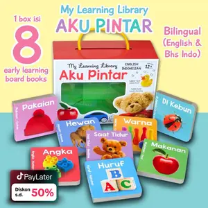 Buku Edukasi Anak My Learning Library AKU PINTAR (1 box isi 8 early learning board books - 2 bahasa) - buku kata pertama
