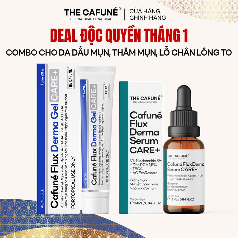   COMBO ĐẶC BIỆT  Bộ Đôi Gel Thoa Mụn Thâm Cafuné Flux Derma Gel 20ml Và Serum Cho Da Mụn Thâm Lỗ Chân Lông To Skincare Chăm Sóc Da Làm Đẹp Da 