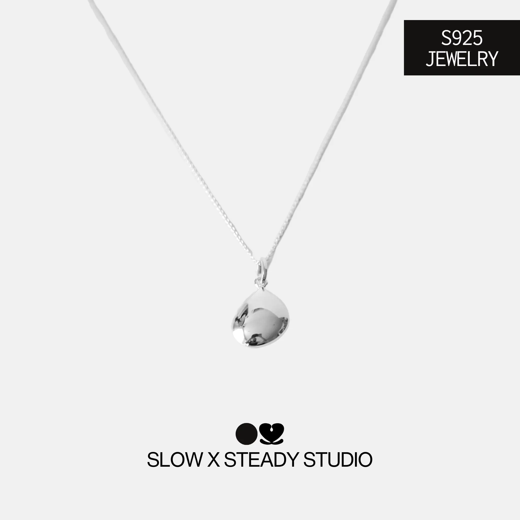Slow x Steady | Puffy Pebble Necklace | 925 Sterling Silver Minimal Necklace