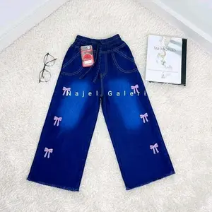 Celana Kulot Bordir Anak Perempuan 3-10 Tahun- Kulot Jeans Anak Perempuan Motif Bordir Terbaru Bordir Bunga Motif Bordir Pita- Premium Quality Outfit Anak Kekinian- Celana Jeans Anak Model Terbaru Kekinian