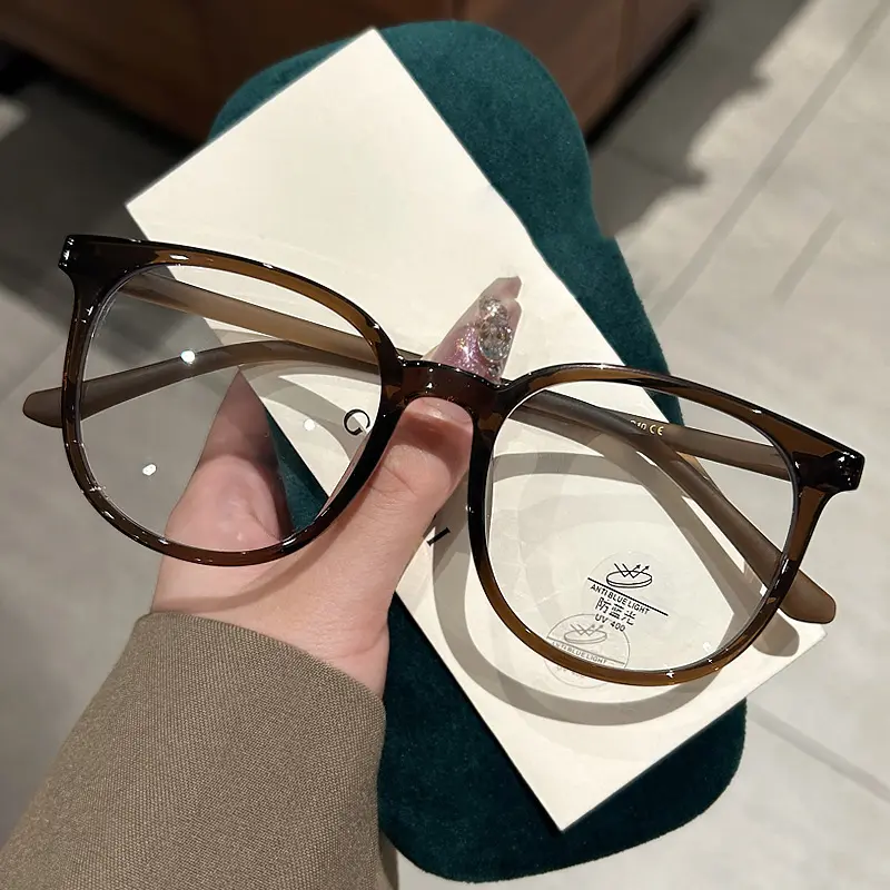 Korea fashion large frame oval flat glasses female anti blue light ins student gift