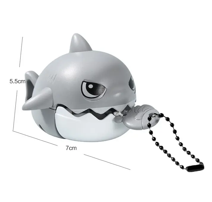 Gantungan Kunci Model Hiu Liontin Kawat Tarik Benang Gigit bisa ditarik digantung di tas Mainan Lucu Keychain 4
