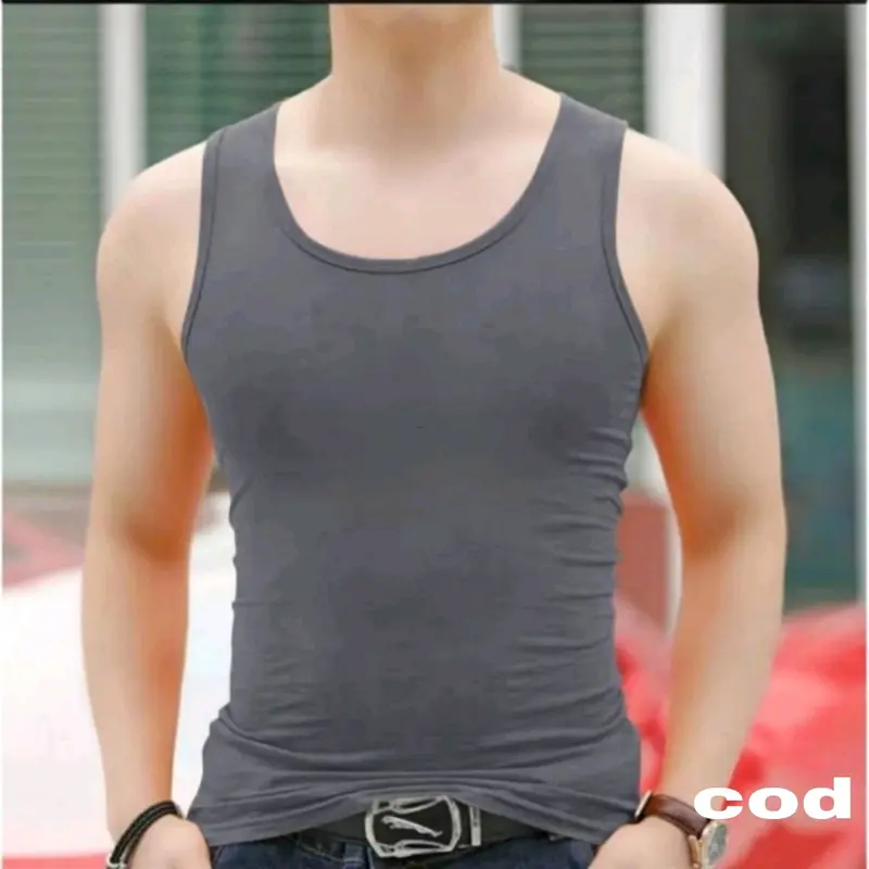 Singlet Pria Motif Polos / Kaos tanpa lengan / kaos dalam / Baju lekbong cowok santai keren fashion Dewasa Atasan Hitam 4