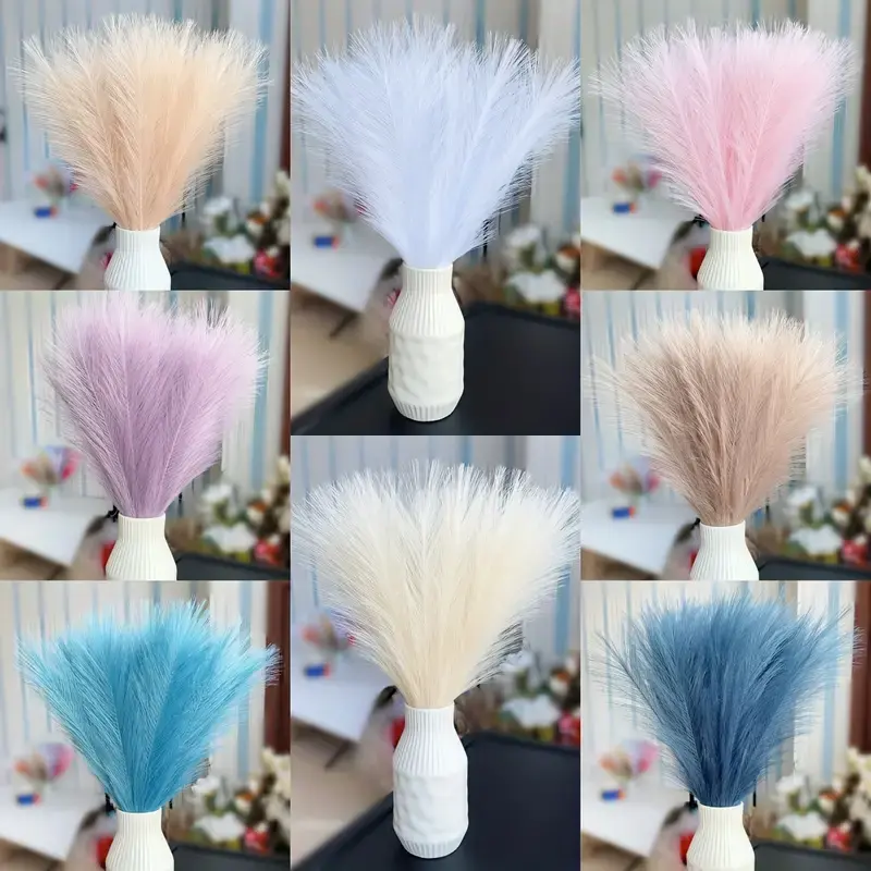 Dekorasi buluh sintetis tinggi 56 cm, hiasan tanaman palsu buluh dengan motif buluh bulu palsu Bunga bunga  kering  dikamar faux  flowers Rotan bunga  plastik bunga  palsu bunga  sudut  ruang  tamu 1