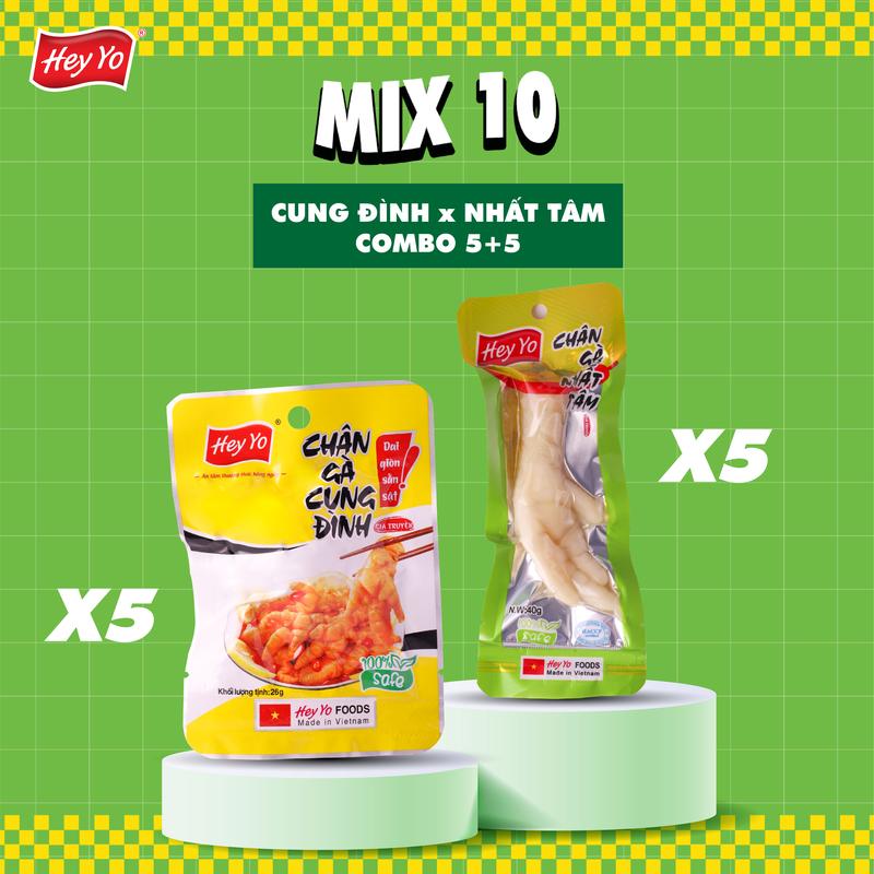Combo 10 Chân Gà Cay Cung Đình + Nhất Tâm Hey Yo Việt Nam, Ăn Vặt thơm ngon chất lượng