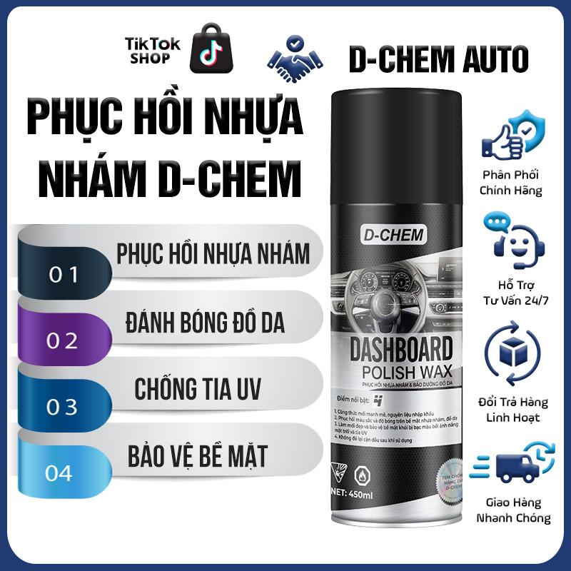 Chai lớn 450ml Chai Phục Hồi Nhựa Nhám D-Chem Dashboard Polish 450ml~380g Dạng Xịt Dưỡng & Đánh Bóng Nhựa Nhám Ô Tô Xe Máy