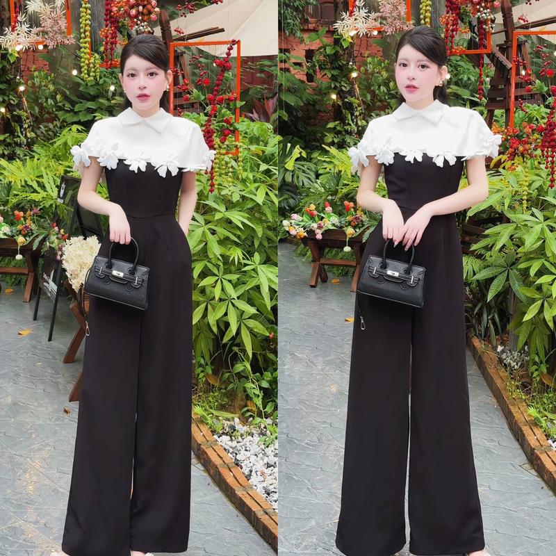 HÀNG CÓ SẴN K76 Jum suit kèm choàng hoa cắt laze rời - Thư Váy
