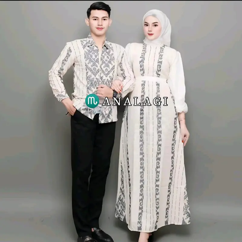 Baju Couple Tenun putih Baju Keluarga Set Couple 5