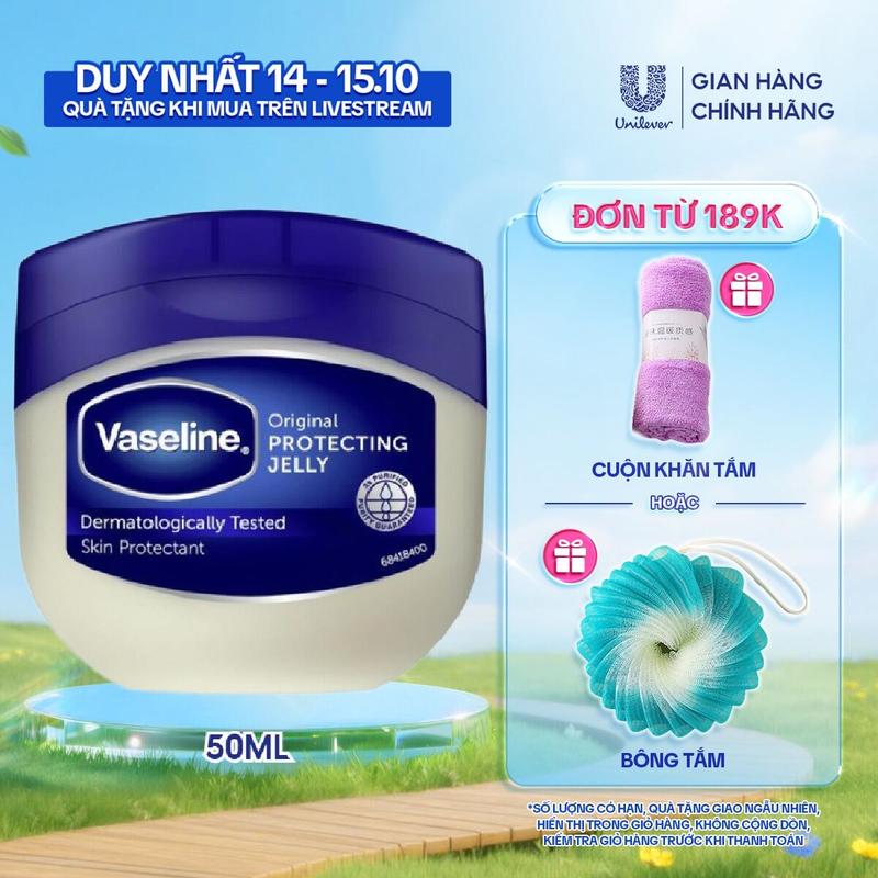 [Live] Sáp dưỡng ẩm Vaseline 50ml (42g) Original Protecting Jelly