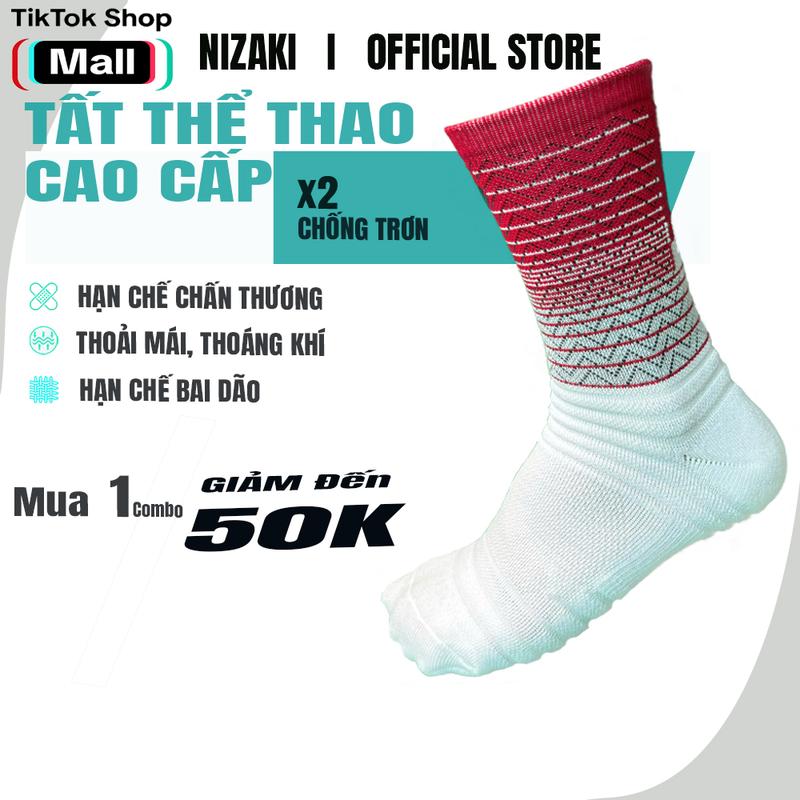 [COMBO 5] Tất Chống Trơn Nizaki Sport 67 Chính Hãng- Cotton Cao Cấp Thấm Hút Mồ Hôi Chơi Pickle Ball, Bóng Đá, Bóng Chuyền, Cầu Lông, Tennis...