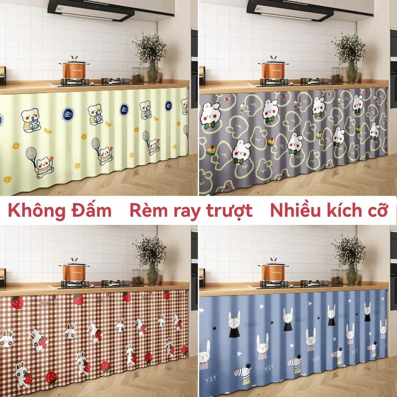 Rèm cửa tủ, rèm cửa trượt, rèm che đồ Lặt Vặt, tự dính, không cần đục lỗ, thích hợp cho tủ,Rèm trượt, chống bụi, chống dầu và chống thấm nước, đồ Trang Trí nhà bếp, thiết kế dễ thương