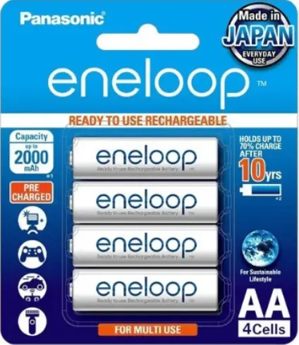 Panasonic Battery  Panasonic Baterai Isi Ulang Panasonic Eneloop AA2000mAh/AAA 800mAh 1.2V (1 Paket isi 4) Resmi asli Baterai isi ulang 5