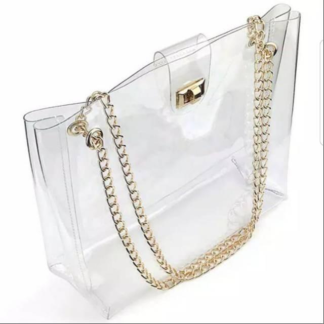 Tas slingbag mika pvc polos murah & lucu wanita imut 0
