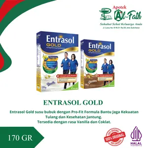 Entrasol Gold Susu Vanila Nutrisi Tinggi Kalsium Rendah Laktosa 170 Gram Pro-Fit Formula Omega 3 6 Vitamin D Cocok untuk Dewasa 51 Tahun Ke Atas