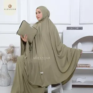 Albaniah Mukena Tutup Dagu Polos Malaysia Jersey Lembut Nyaman Adiba Dewasa