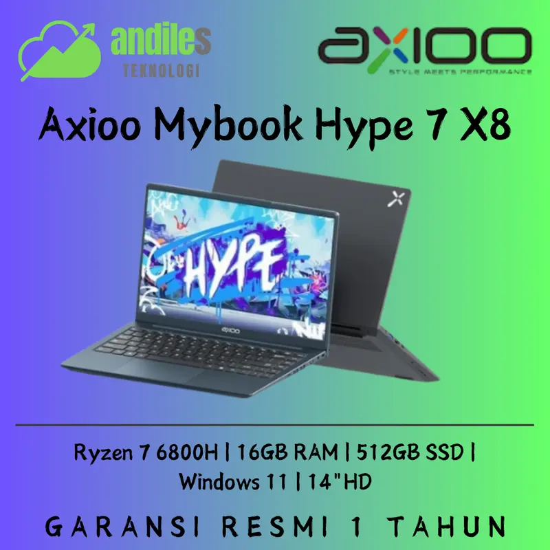 Axioo Mybook Hype 7 X8 AMD Ryzen 7 6800H 16/512GB 14"WUXGA IPS WIN 11 Grey 0
