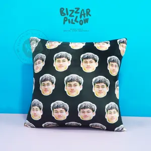 Bizzarpillow Bantal Custom Foto 40x40cm Face Pattern Free Edit – Hadiah Unik BZ417