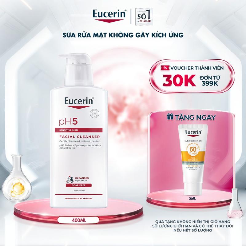Sữa Rửa Mặt Cho Da Nhạy Cảm Eucerin PH5 Sensitive Skin Facial Cleanser 400ml-Skincare Nữ